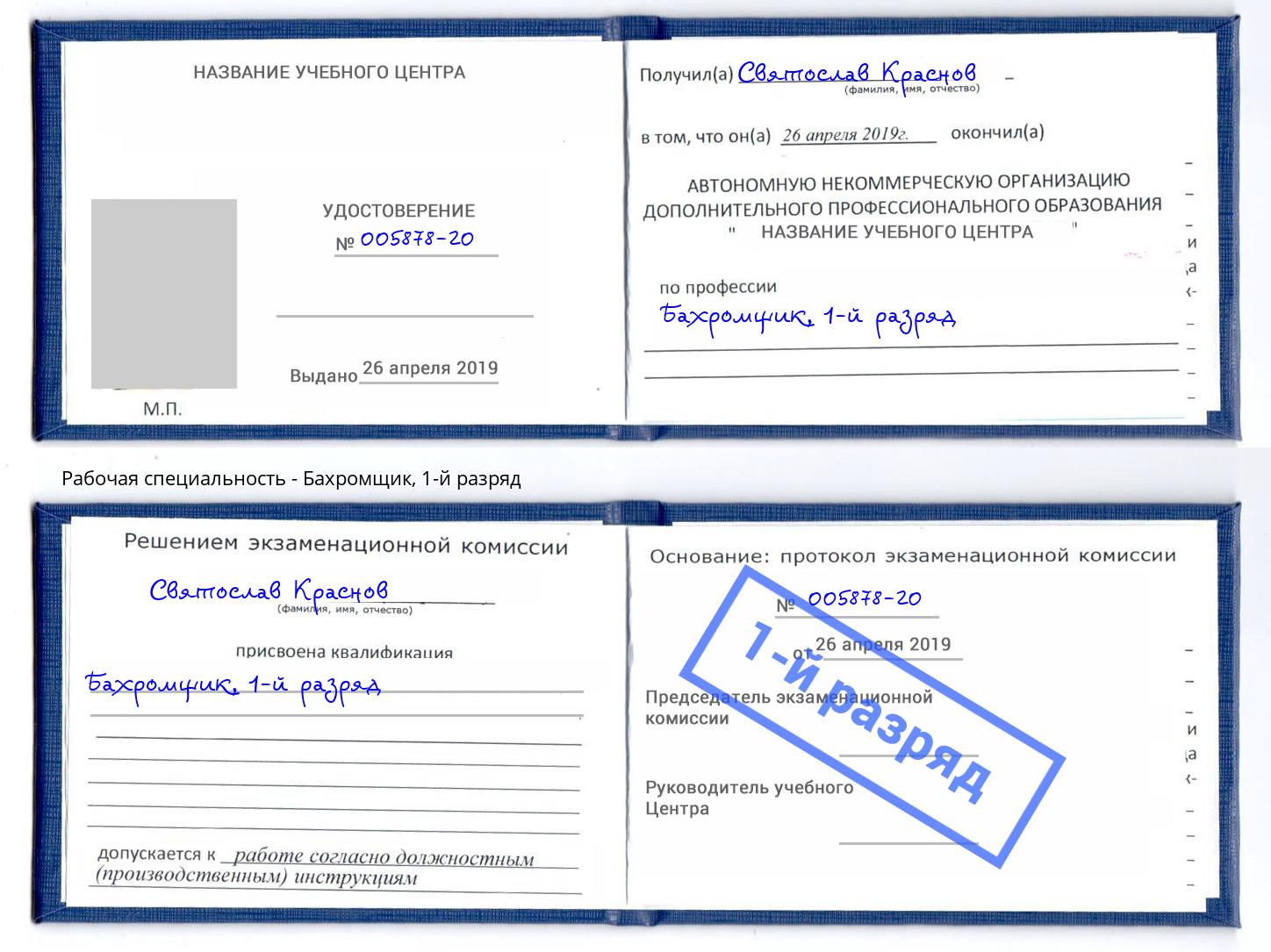 корочка 1-й разряд Бахромщик Стрежевой